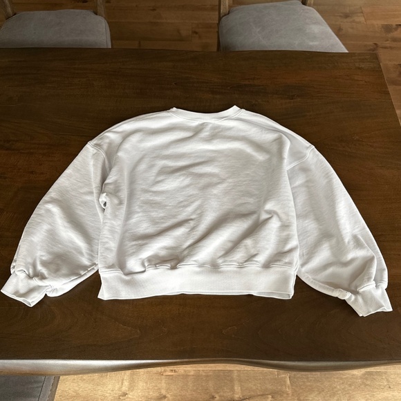 AGOLDE Women's Balloon Sleeve Cropped Sweatshirt Light Grey Paper Mache Size M - Picture 6 of 11